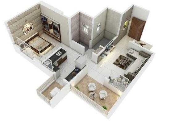 Floor plan of 1 BHK 339 Sq. Ft. Apartment in Asha Dwarka Square, Pune