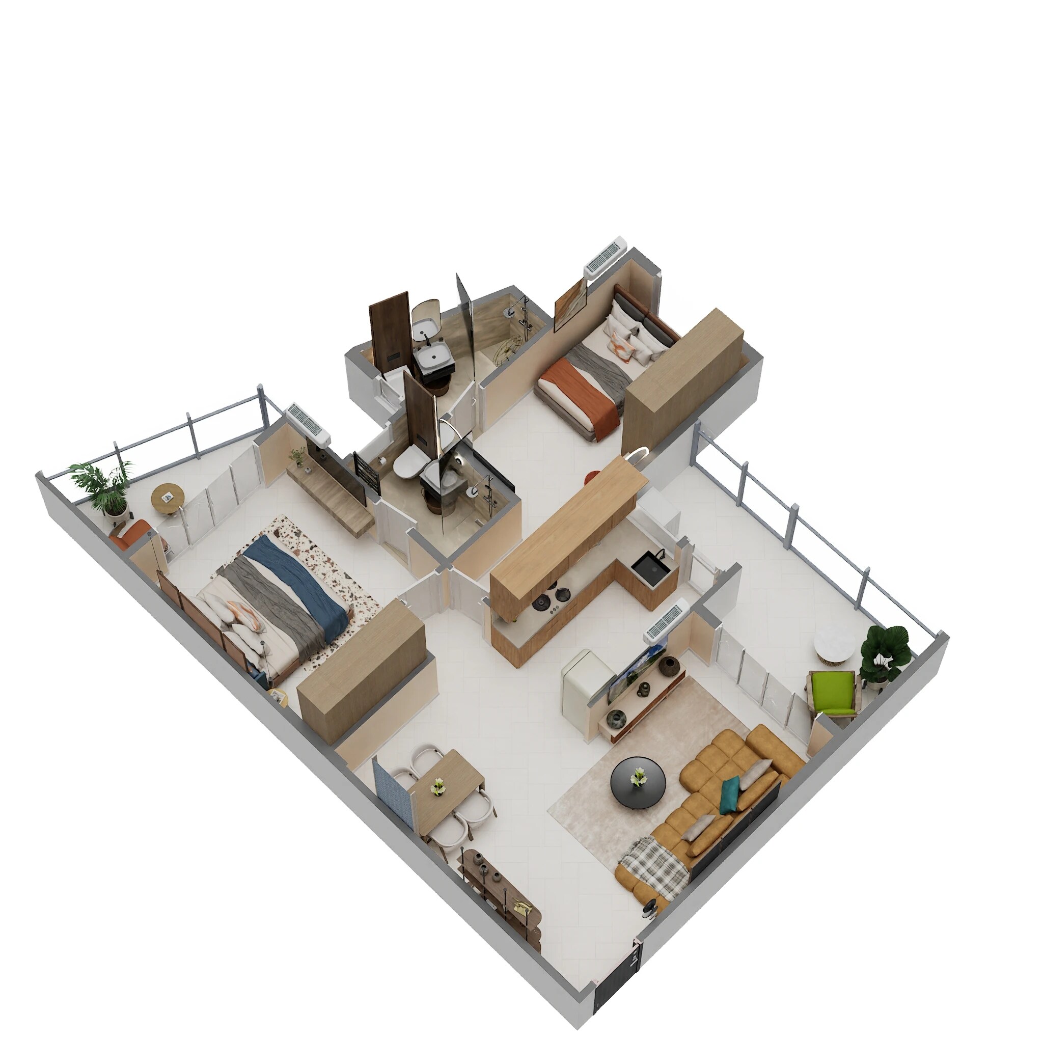 Floor plan of 2 BHK 678 Sq. Ft. Apartment in Ashok Prachit Eternia, Pune