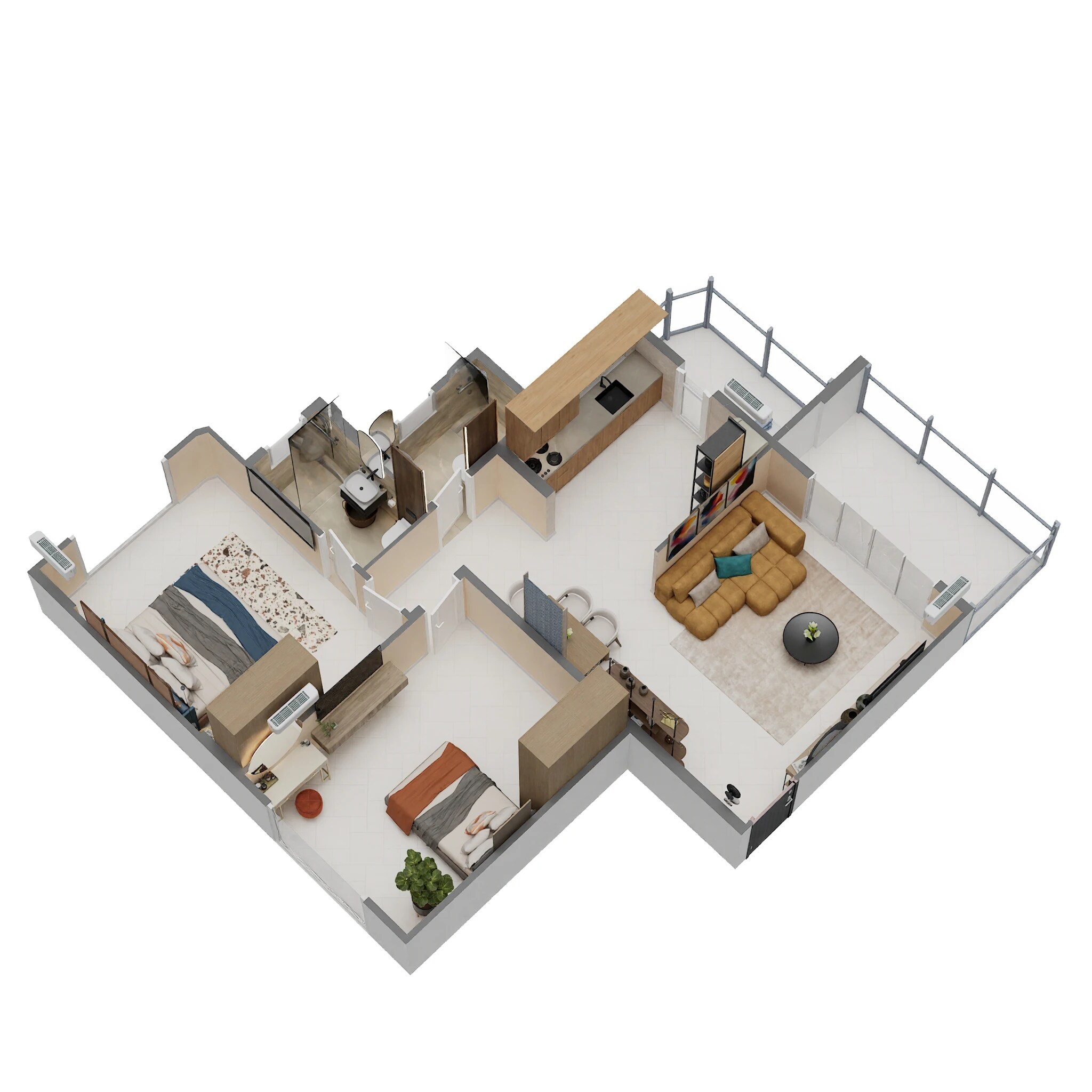 Floor plan of 2 BHK 746 Sq. Ft. Apartment in Ashok Prachit Eternia, Pune