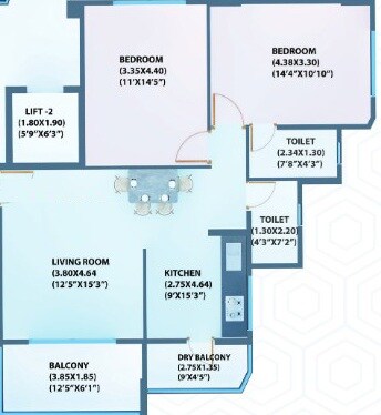 2 BHK 746 Sq. Ft. Apartment