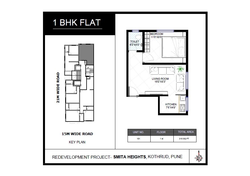 1 BHK 315 Sq. Ft. Apartment
