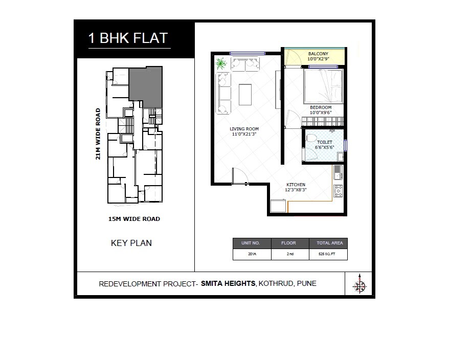1 BHK 525 Sq. Ft. Apartment
