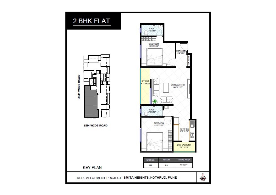 2 BHK 750 Sq. Ft. Apartment