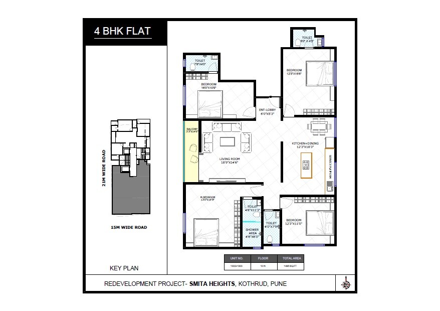 4 BHK 1495 Sq. Ft. Apartment