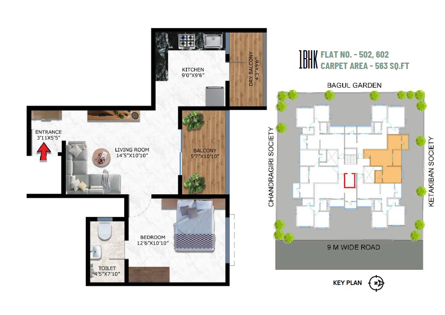 1 BHK 563 Sq. Ft. Apartment in Associated Jai