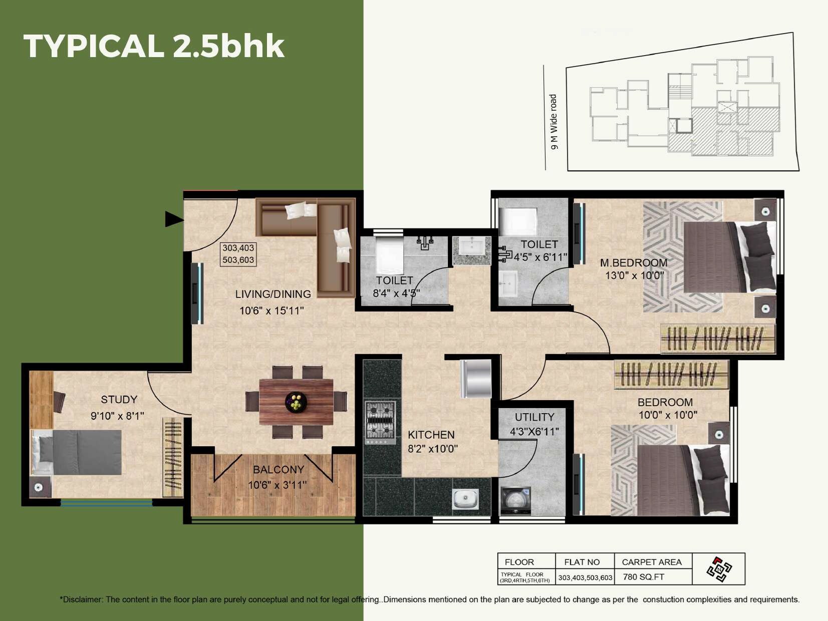 Floor plan of 2 BHK 780 Sq. Ft. Apartment in Associated Sai Smruti, Pune