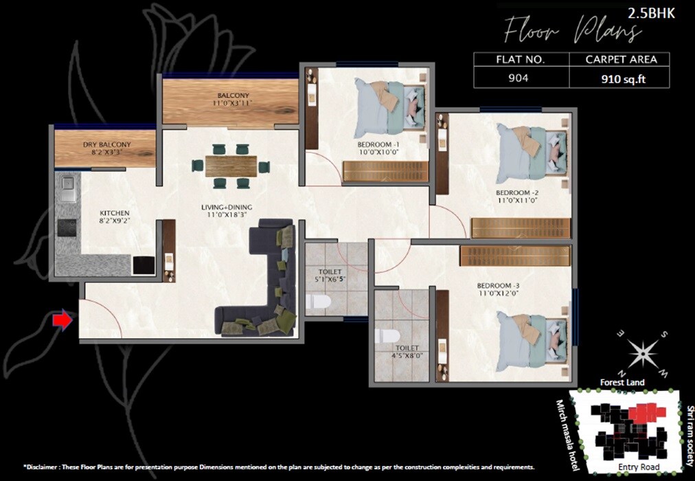 2 BHK 880 Sq. Ft. Apartment