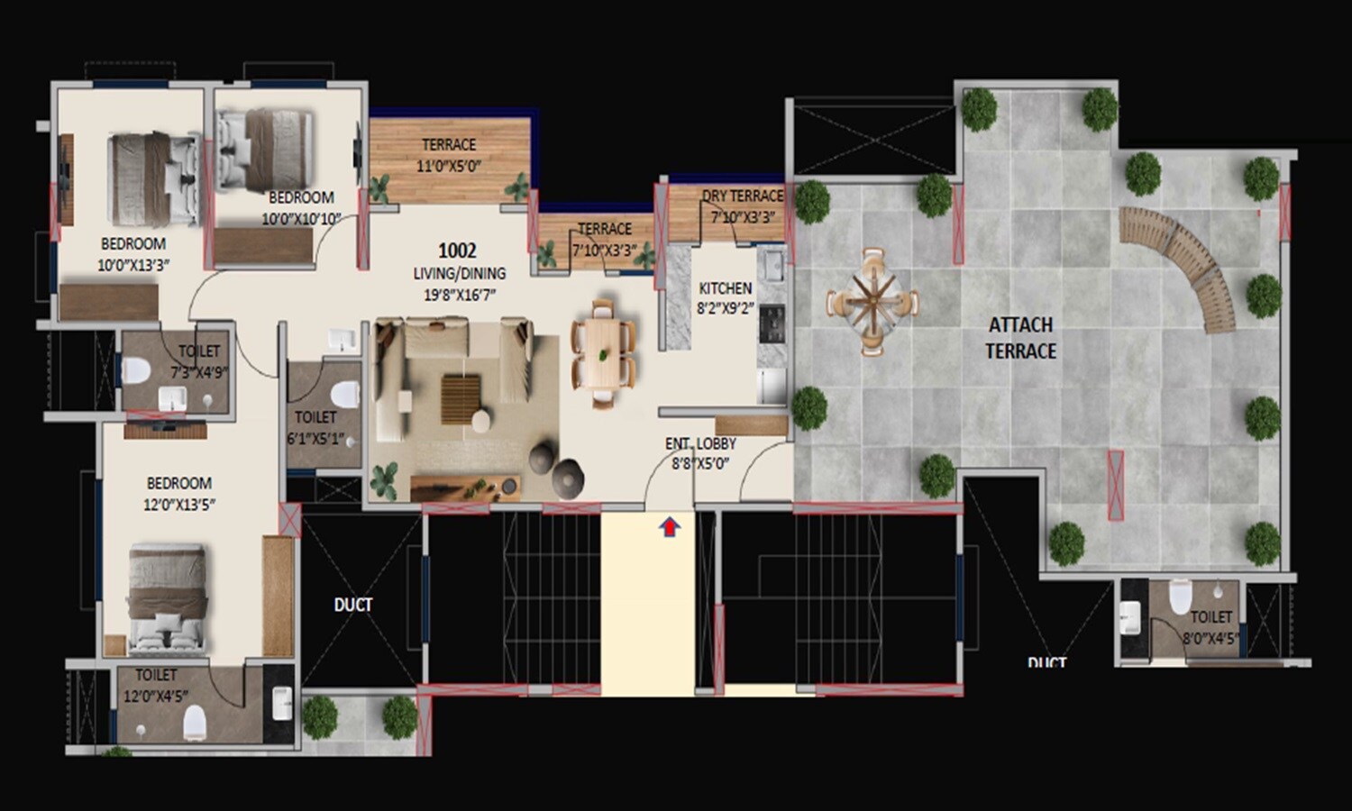3 BHK 1526 Sq. Ft. Apartment