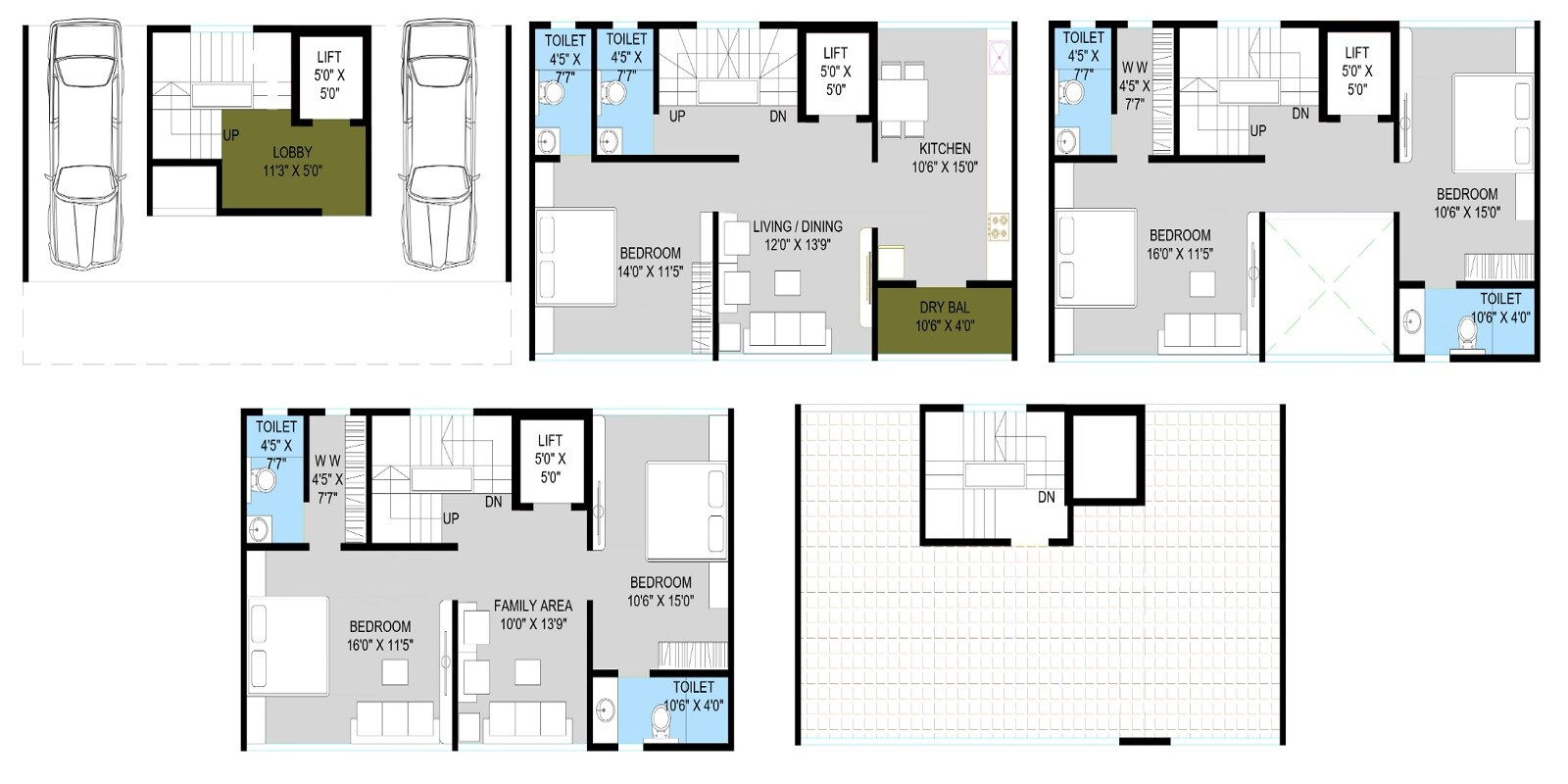 Floor plan of 5 BHK 2440 Sq. Ft. Villa in Aswani Green Alley, Pune