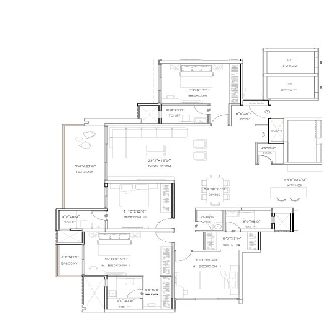 4 BHK 2045 Sq. Ft. Apartment