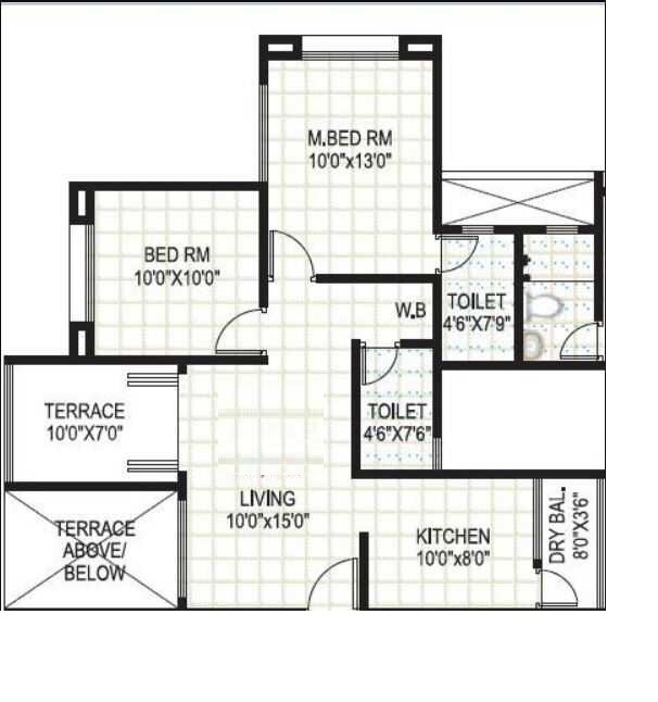 Floor plan of 2 BHK 472 Sq. Ft. Apartment in Atlanta Society, Pune