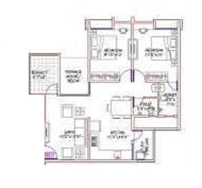 Floor plan of 2 BHK Apartment - 596 sq. ft. in Atria Grande, Pune