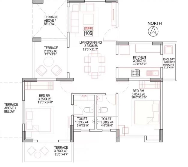 2 BHK 720 Sq. Ft. Apartment in Atul Westernhills