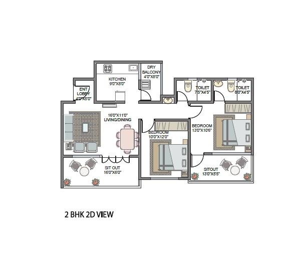 2 BHK 667 Sq. Ft. Apartment in AUM Miravet District