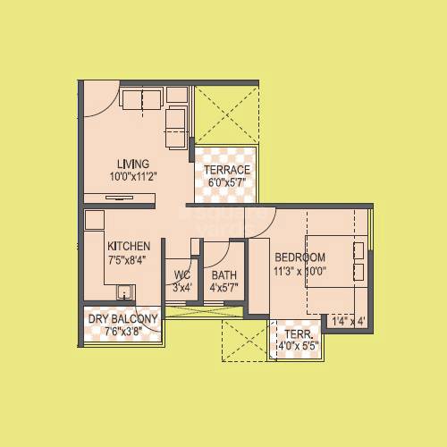 Floor plan of 1 BHK 465 Sq. Ft. Apartment in Aurum Vatika, Pune