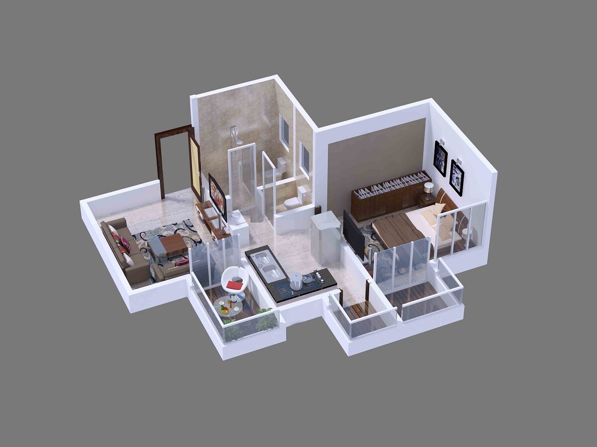 Floor plan of 1 BHK 459 Sq. Ft. Apartment in AV Vitthal Capital, Pune