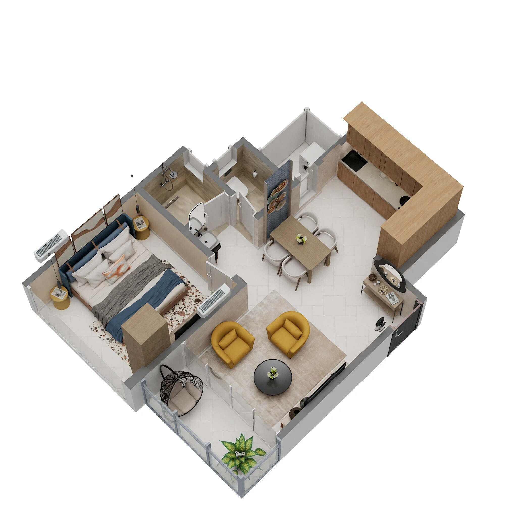 Floor plan of 1 BHK 515 Sq. Ft. Apartment in Avalon City, Pune