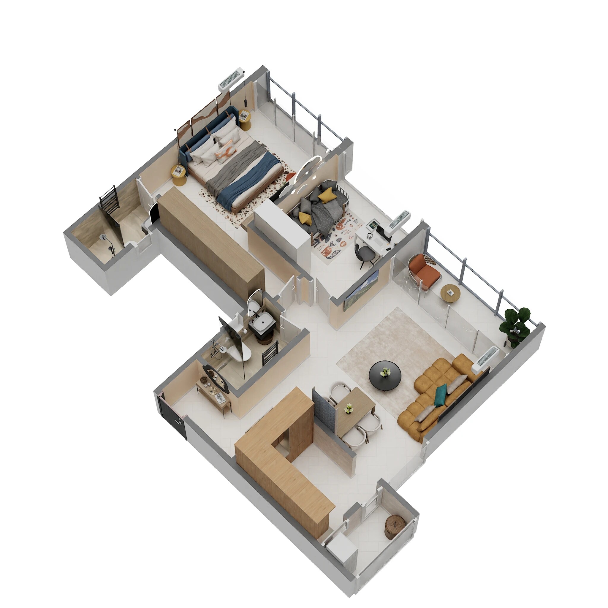 Floor plan of 2 BHK 807 Sq. Ft. Apartment in Avalon City, Pune