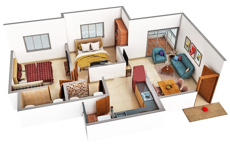 Floor plan of 2 BHK Apartment - 621 sq. ft. in Avani 12th Avenue, Pune
