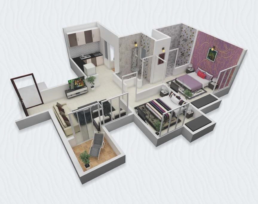 Floor plan of 2 BHK 426 Sq. Ft. Apartment in Avani Aavas, Pune