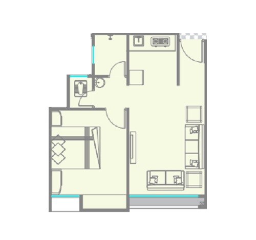Floor plan of 1 BHK 455 Sq. Ft. Apartment in Avani Nilay, Pune
