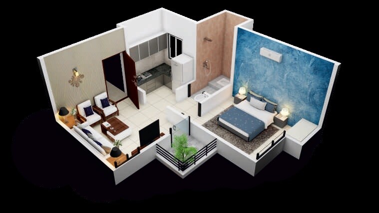 Floor plan of 1 BHK 272 Sq. Ft. Apartment in Avani Nivas, Pune