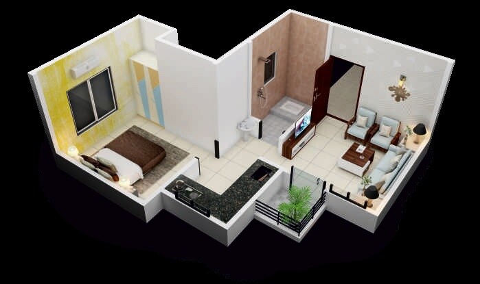 Floor plan of 1 BHK 285 Sq. Ft. Apartment in Avani Nivas, Pune