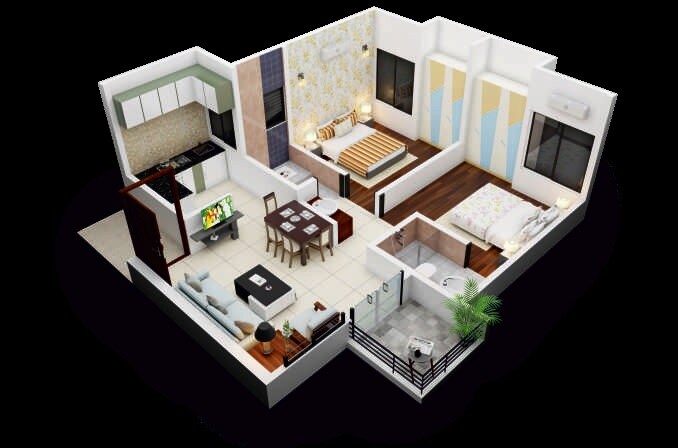 Floor plan of 2 BHK 431 Sq. Ft. Apartment in Avani Nivas, Pune