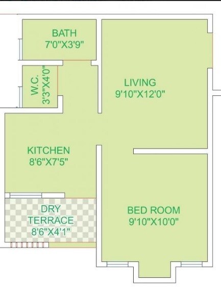 Floor plan of 1 BHK 474 Sq. Ft. Apartment in Avenue Serenity, Pune
