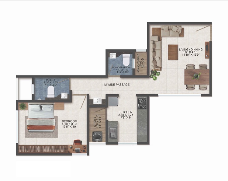 1 BHK 516 Sq. Ft. Apartment in Avika Trinity