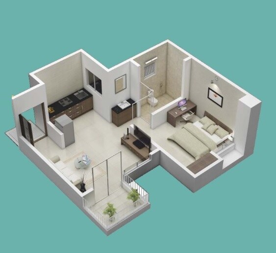 Floor plan of 1 BHK 226 Sq. Ft. Apartment in Avior Navyangan, Pune