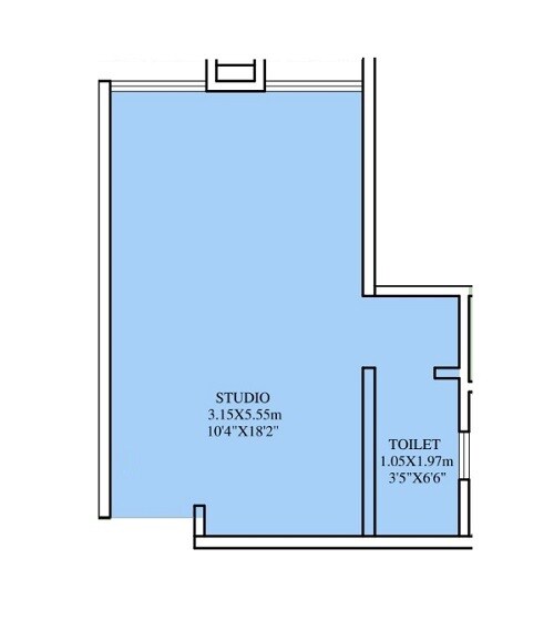 Floor plan of 199 Sq. Ft. Studio in Avior Navyangan, Pune