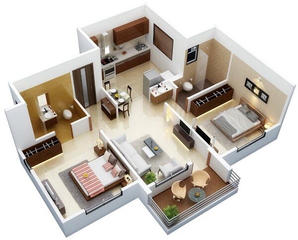 Floor plan of 2 BHK 622 Sq. Ft. Apartment in Avnee Optima Heights, Pune