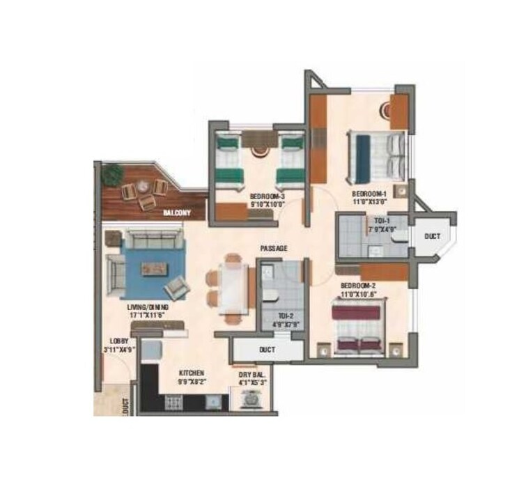 Other, avon-vista 3 Bedroom 1100 Sq.Ft. Apartment In Balewadi Pune 8870569