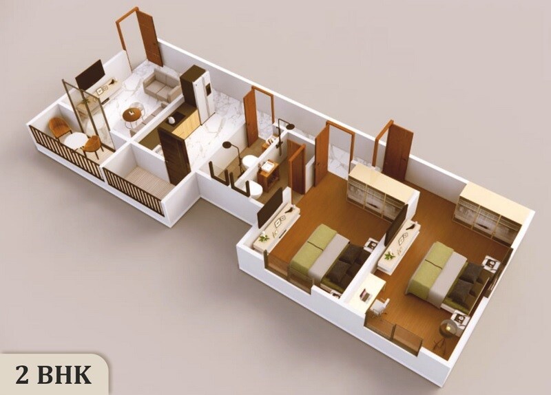 Floor plan of 2 BHK 794 Sq. Ft. Apartment in AVS Datta Enclave, Pune