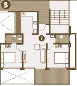 Floor plan of 2 BHK 875 Sq. Ft. Apartment in Ayaan Society, Pune
