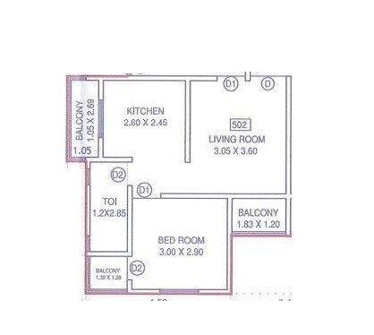 1 BHK 381 Sq. Ft. Apartment
