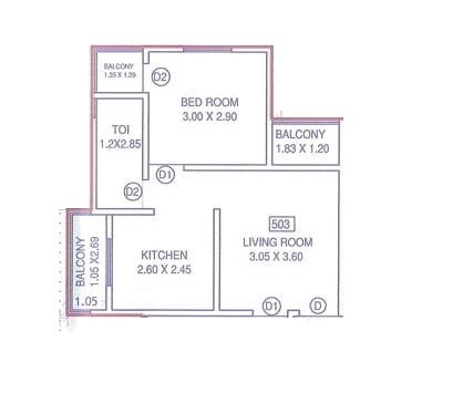 1 BHK 426 Sq. Ft. Apartment
