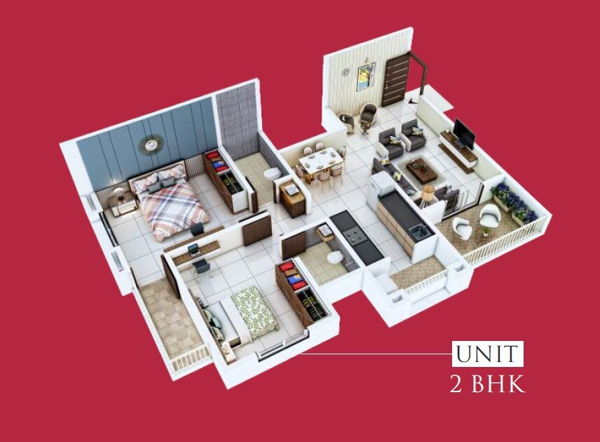 2 BHK 763 Sq. Ft. Apartment