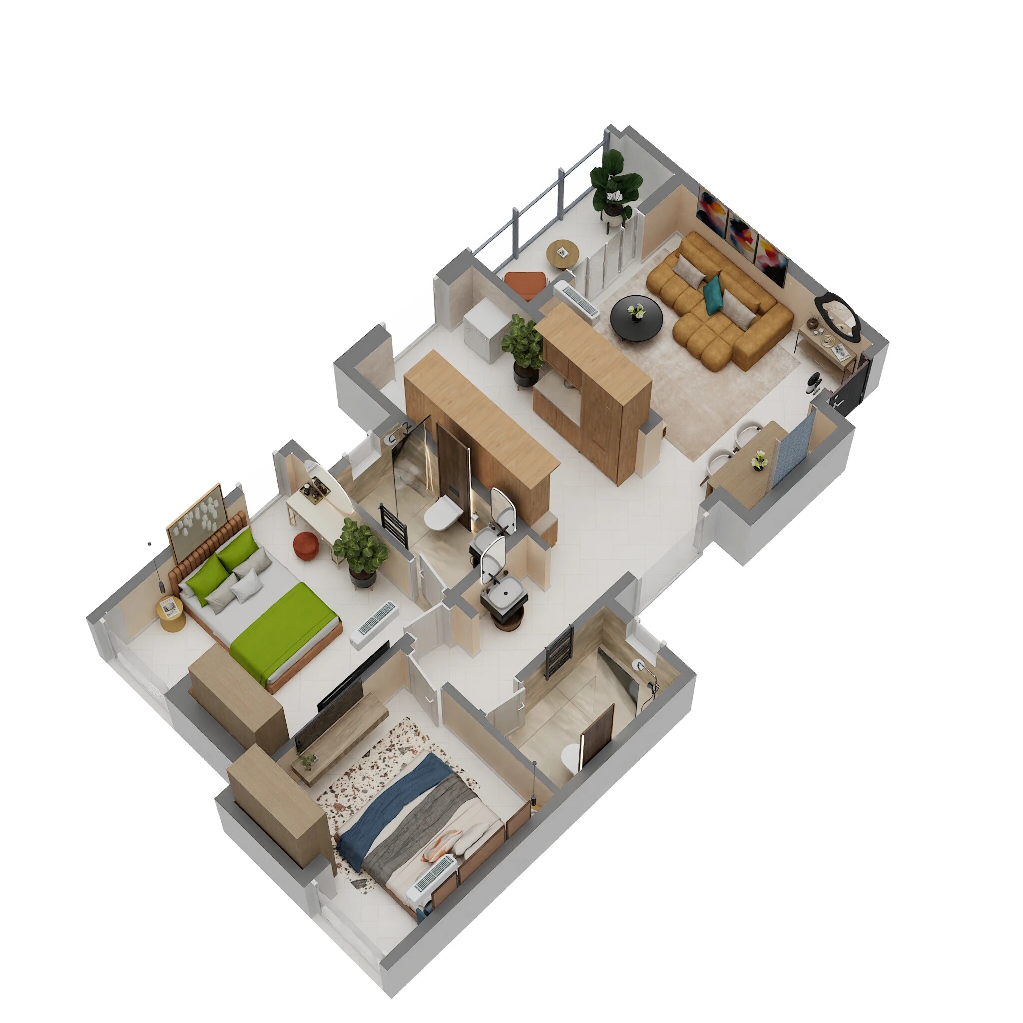 2 BHK 685 Sq. Ft. Apartment