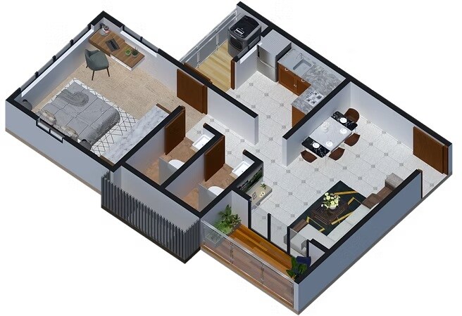 Floor plan of 1 BHK 495 Sq. Ft. Apartment in Bace Krishna Kunj, Pune