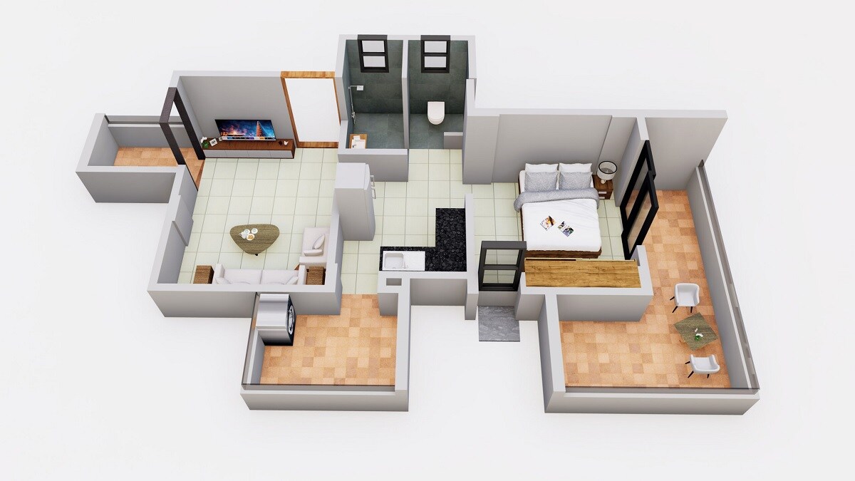 Floor plan of 1 BHK 476 Sq. Ft. Apartment in Badhe Skyreen, Pune