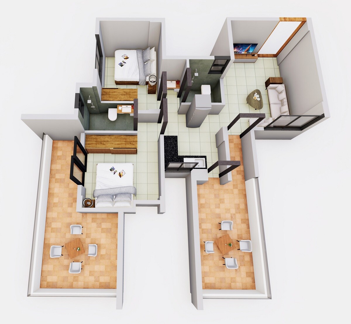Floor plan of 2 BHK 548 Sq. Ft. Apartment in Badhe Skyreen, Pune