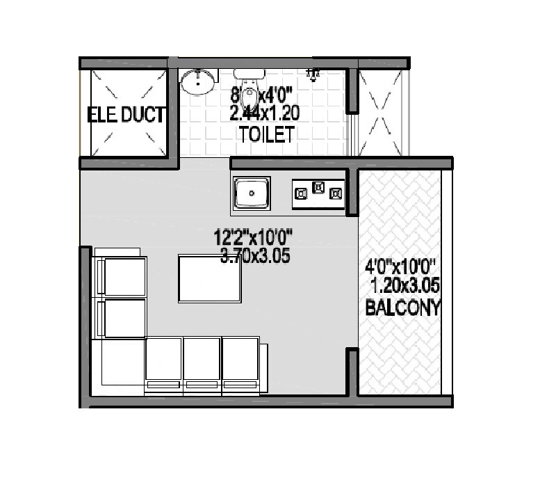 Floor plan of 202 Sq. Ft. Studio in Badhekar Nirmitee Heights, Pune