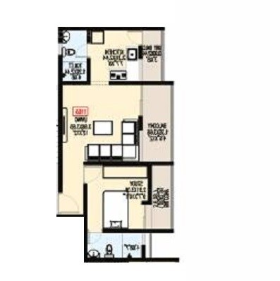 Floor plan of 1 BHK Apartment - 529 sq. ft. in Badhekar Ramkrupa, Pune