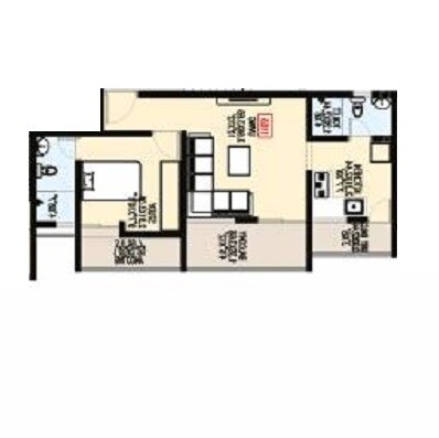 Floor plan of 1 BHK Apartment - 624 sq. ft. in Badhekar Ramkrupa, Pune