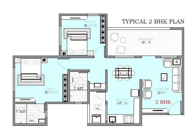 2 BHK 843 Sq. Ft. Apartment in Badhekar Rising Hills