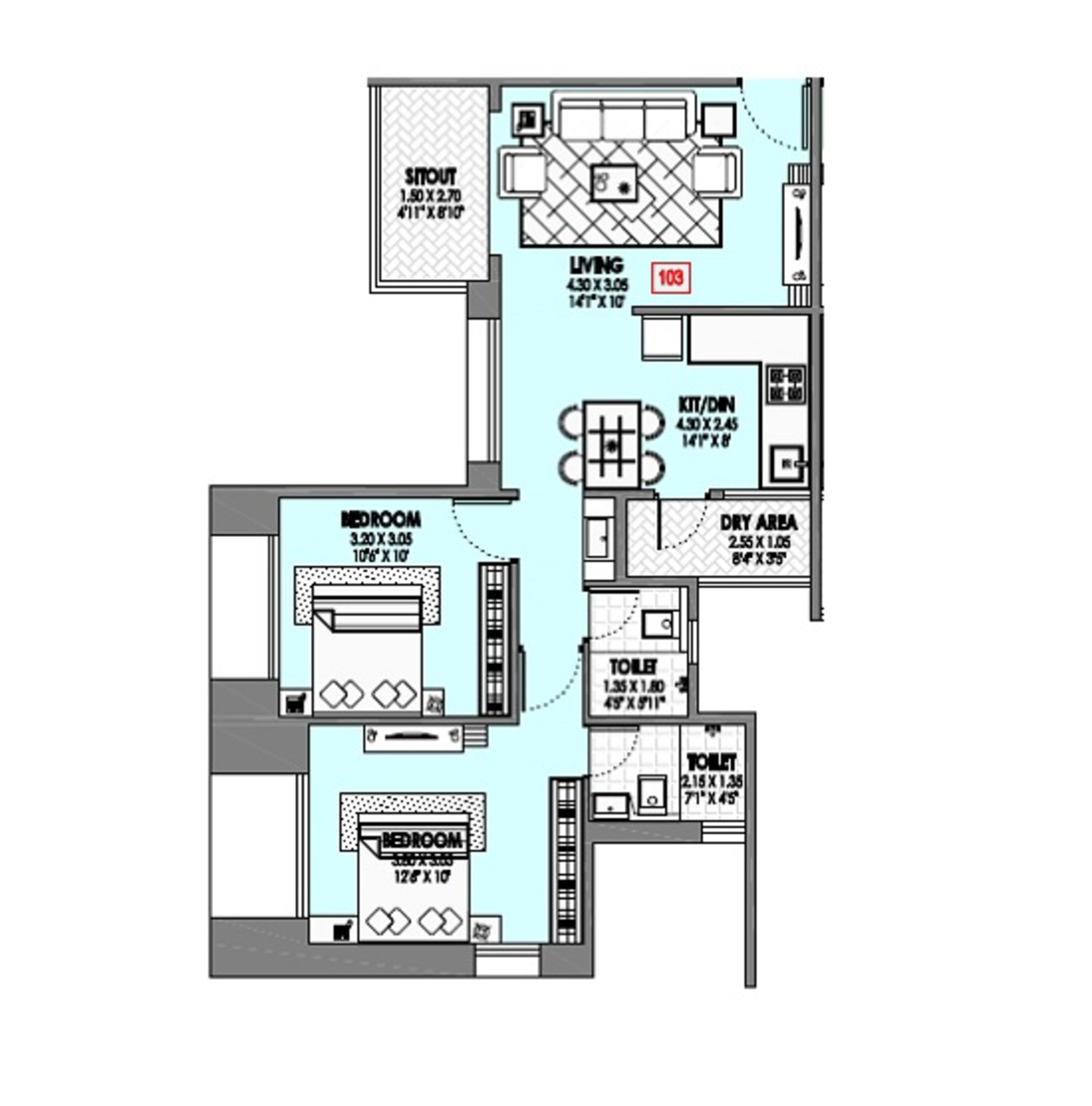 2 BHK 554 Sq. Ft. Apartment in Badhekar Suparn