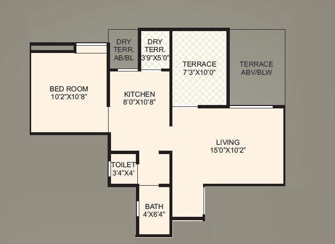 Floor plan of 1 BHK 392 Sq. Ft. Apartment in Balaji Vishnu Greens, Pune