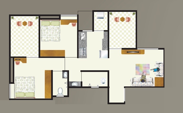 Floor plan of 2 BHK 496 Sq. Ft. Apartment in Balaji Vishnu Greens, Pune